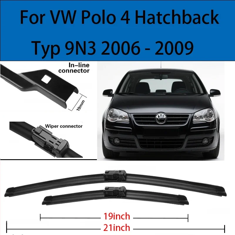 

Wiper Front Wiper Blades Set For VW Polo 4 Hatchback Typ 9N3 2006 - 2009 2008 2007 Windshield Windscreen Window 21"+19"