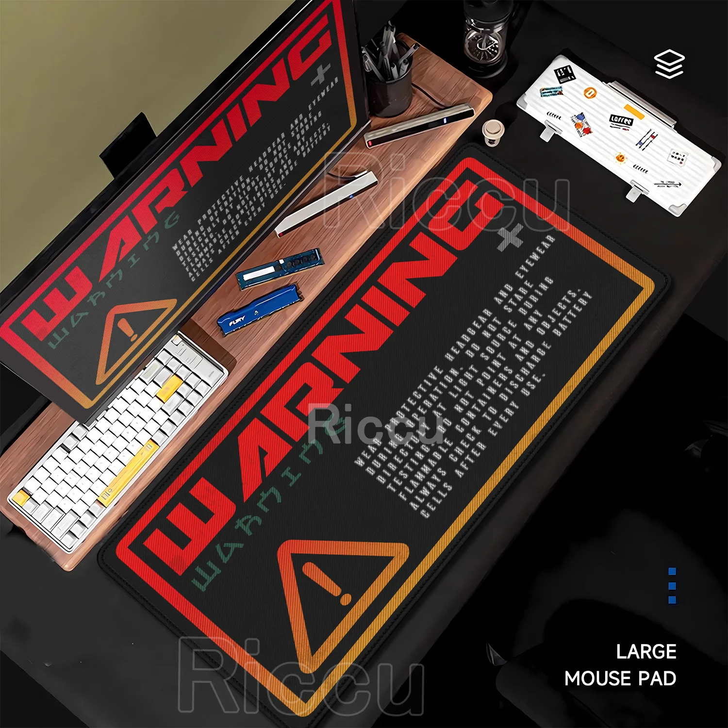 Larger English Warning Art Gaming Mousepad Non-Slip Base Rubber XXL Offices Accessories Mouse Pad Keyboard HD Printing Desk Mat