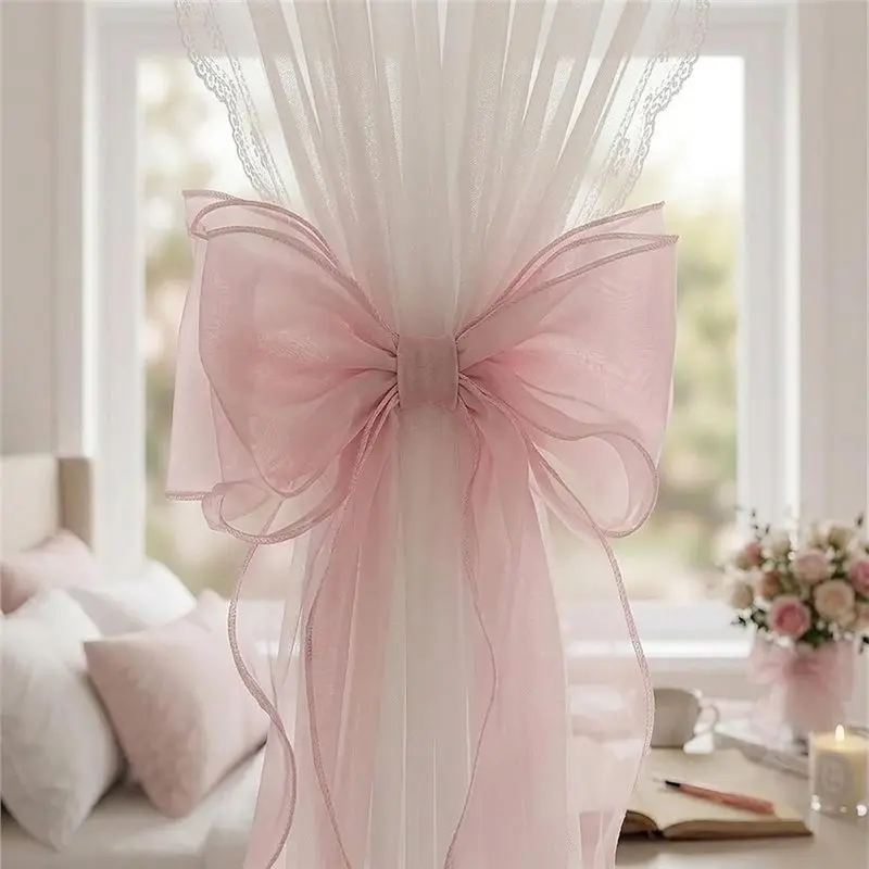 [NEW!A08R】 Pinkbow 4-Pack Curtain Tiebacks, Decorative Drape Holdbacks In French Aesthetic Style For Girls Bedroom& Living Room