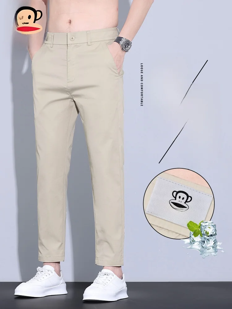 

Мужские летние тонкие дышащие брюки Paul Frank Ice Silk с охлаждающим эффектом, быстросохнущие, повседневные, прямого кроя, на молнии, средней посадки