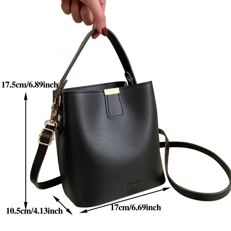 Women PU Leather Handbag Casual Tote Bag Lady Messenger Shoulder Bags 2024 Summer NEW Female Totes sacs Black Bucket purse bolsa