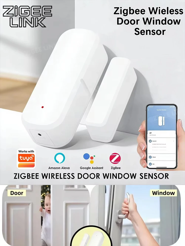 ZigBee deursensor magnetische contactdetector realtime alarmbeveiligingsmonitor voor Smart Home werkt met Tuya Alexa Google Home - afbeelding 2