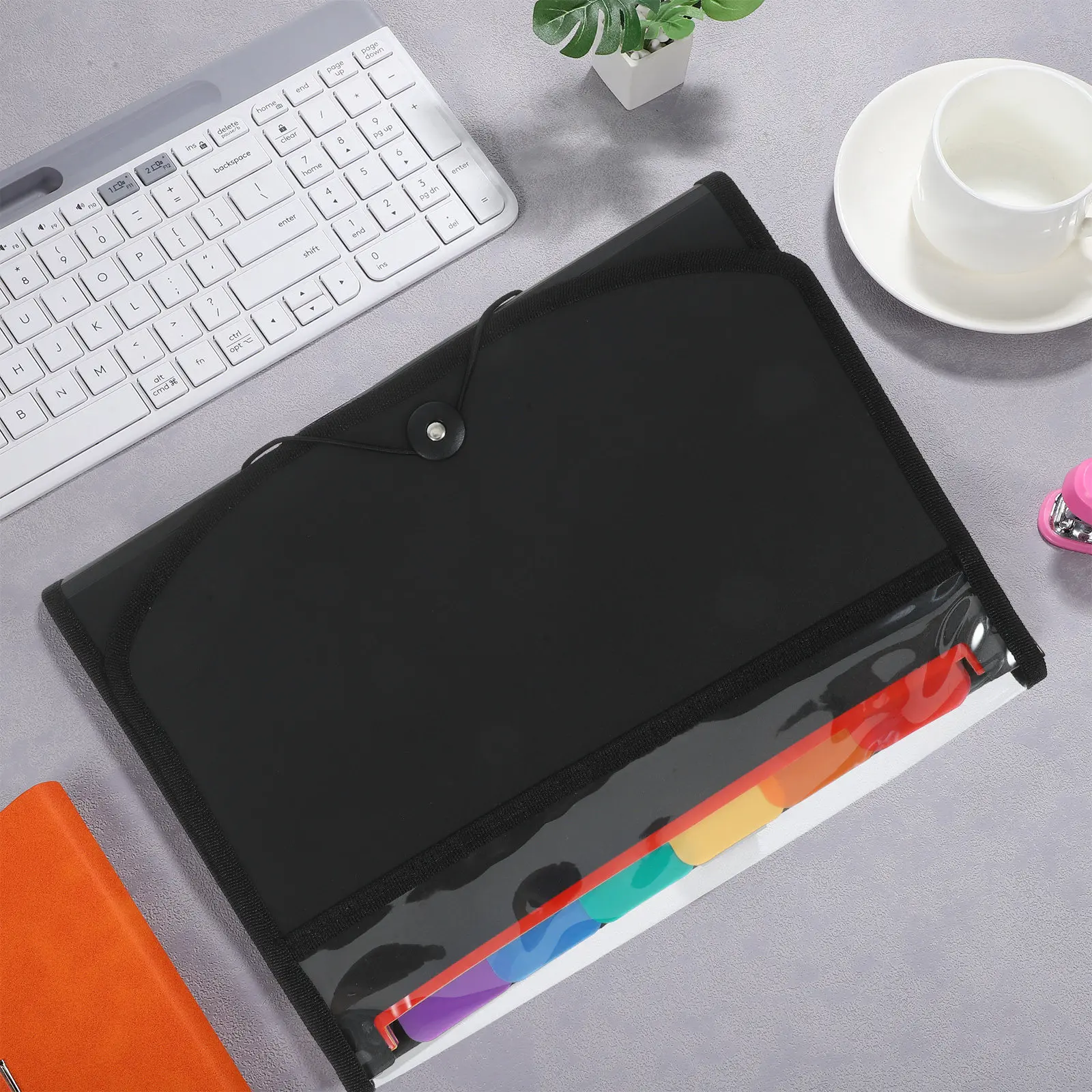 

Document Folder PVC Expanding File Organizer Portable Accordion Folder Button Closure Large Capacity Document Storage Office