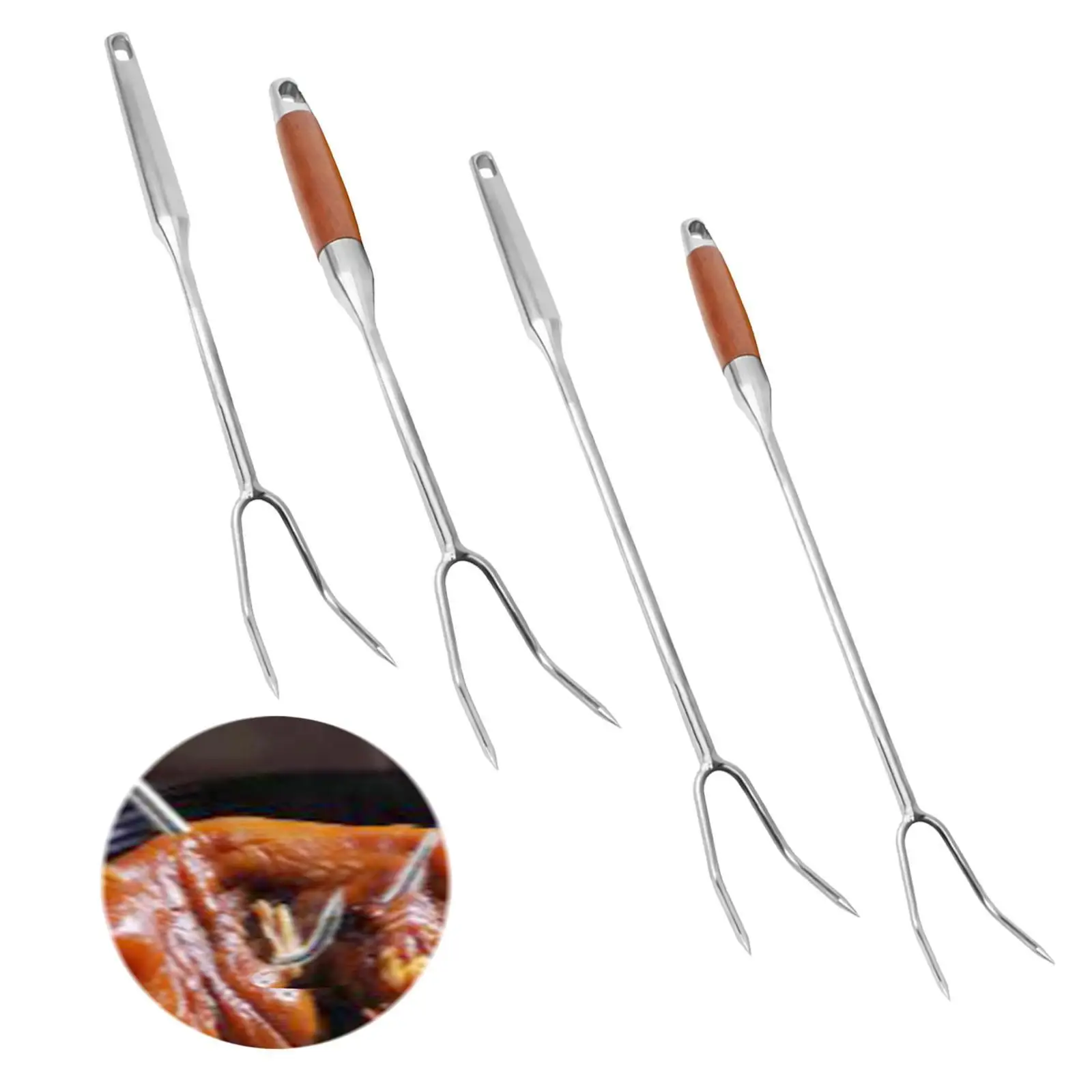 304 Stainless Steel Meat Fork Two Prong Large Cooking Forks BBQ Utensil Kitchen Tool for Grilling