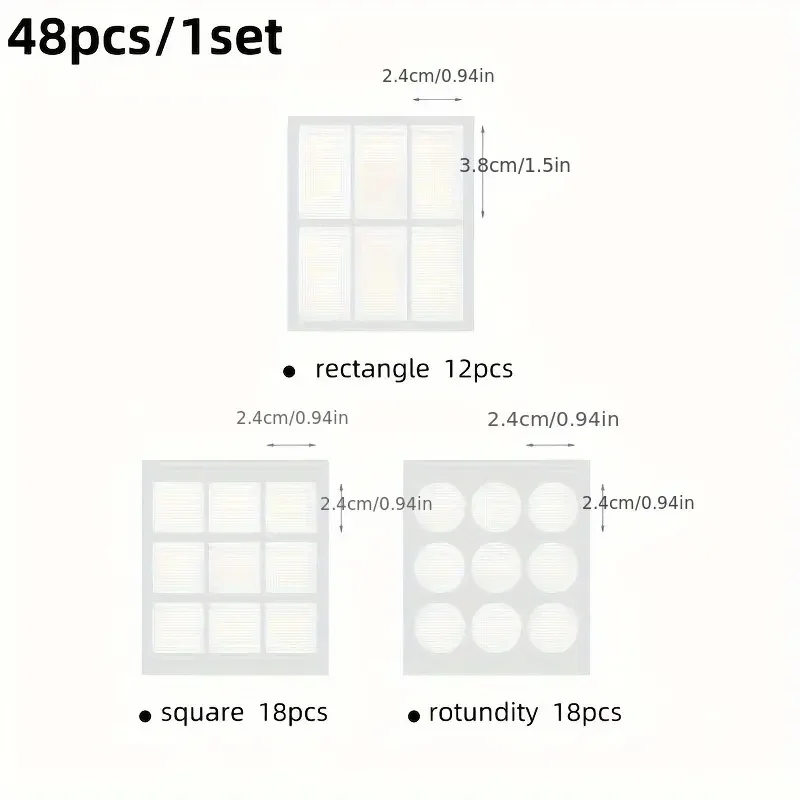 48pcs Nano Double-Sided Tape, Heavy Duty Mounting, High Viscosity Invisible Wall Adhesive