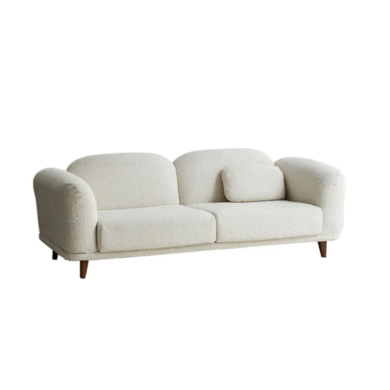 Lamb wool curved double sofa modern living room small apartment hotel Internet celebrity special-shaped small sofa