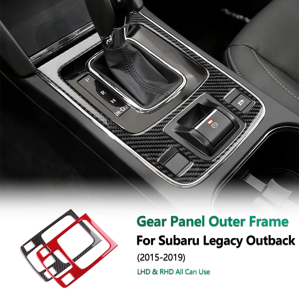 

Real Carbon Fiber Gear Shift Panel Trim For Subaru Legacy Outback 2015-2019 Automatic Shifter Cover Frame Glossy Black Red