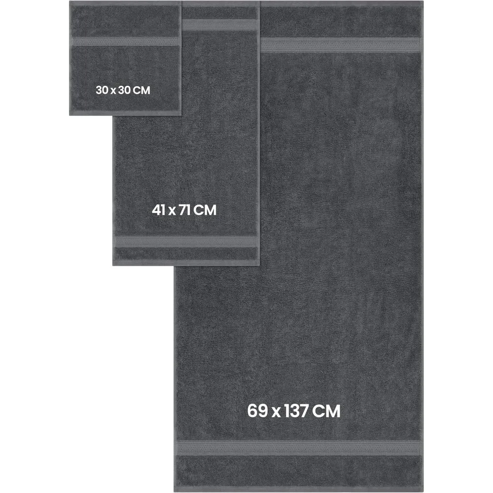 64PC Hotel Spa Towel Set 16 Bath 16 Hand 32 Washcloths Grey 600GSM