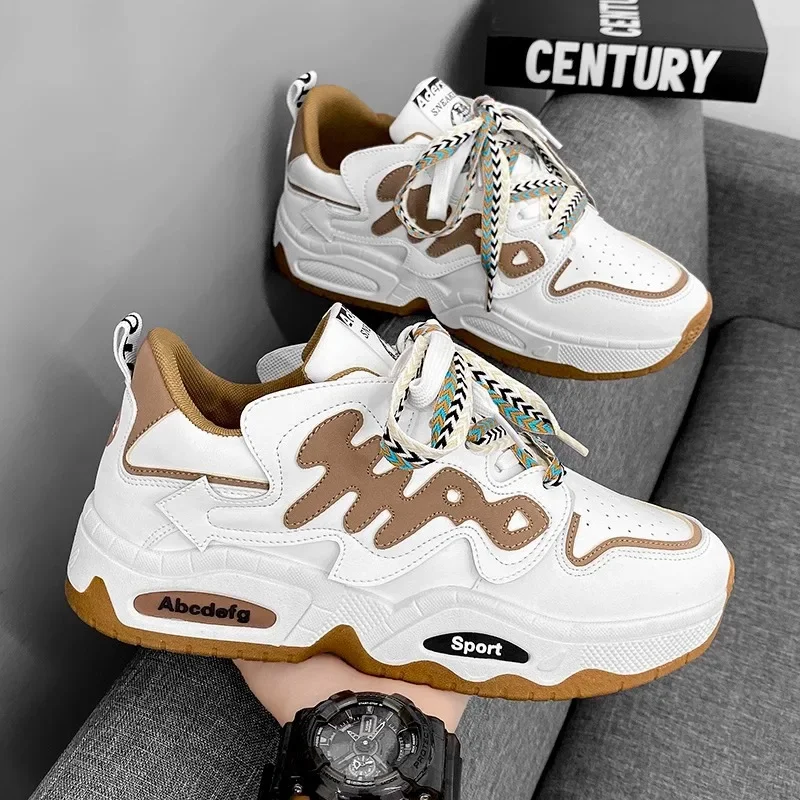 أحذية رياضية للجري للرجال، أحذية تزلج كاجوال، منصة مشي مسامية، أحذية رياضية عصرية، نعل سميك، زيادة الارتفاع