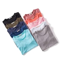 100% coton hommes T-shirt décontracté doux Fitness été mince T-shirts hommes vêtements de maison col rond à manches courtes solide T-shirt pour hommes 4