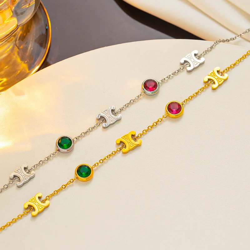 

A European and American Style Seven-color Stone Anti-allergy Women's Bracelet, A Light Luxury and Niche Accessory