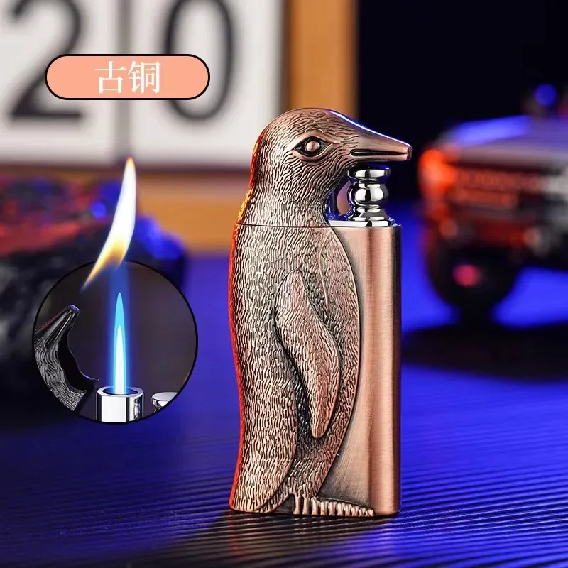 Creative Cool Double Flame Gas Lighter Alloy Material Animal Relief Shape Butane Injection Men\'s Creative Lighter