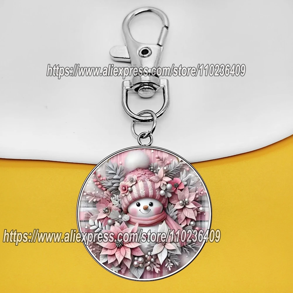Очаровательные-розовые-брелки-со-снеговиком-let's-it-snow-брелок-для-женщин-подарок-для-рождественского-украшения