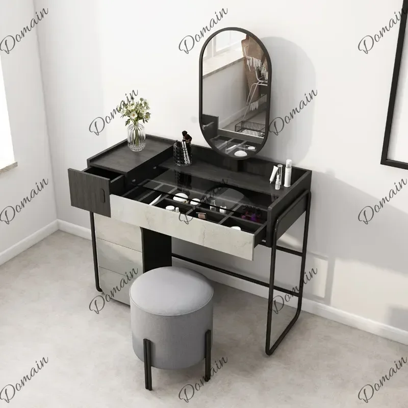9A Nordic Sturdy Simple Makeup Table Small Space Lounges Bedroom Dressing Table Adult Black Modern Coiffeuse Chambre Furniture H