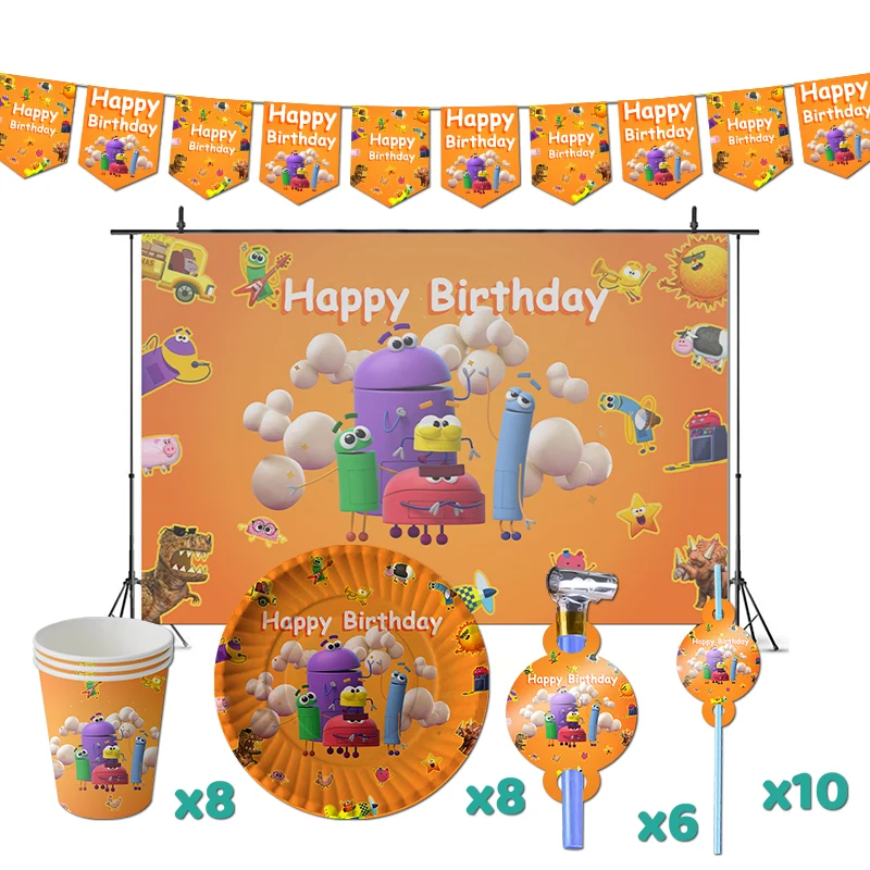 Storybots Birthday Party Decorations Baby Teaching TV Series Theme Supplys Banner Cups Plates Ask Learn