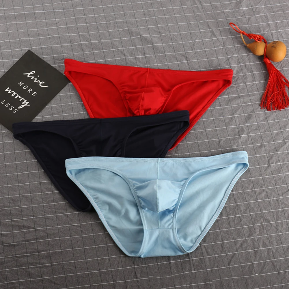 

Men Summer Briefs Low Waist U Convex Pouch Elastic Underpants Lingerie Soft Breathable Triangle Pants Underwear