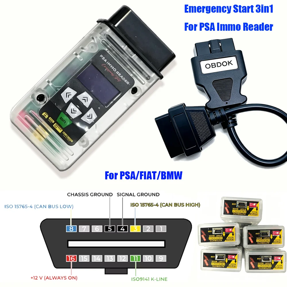 New Emergency Start 3in1 For PSA Immo Reader For PSA/FIAT/BMW Diagnostic Programming Tools Reading PIN Codes Force Ignition Tool