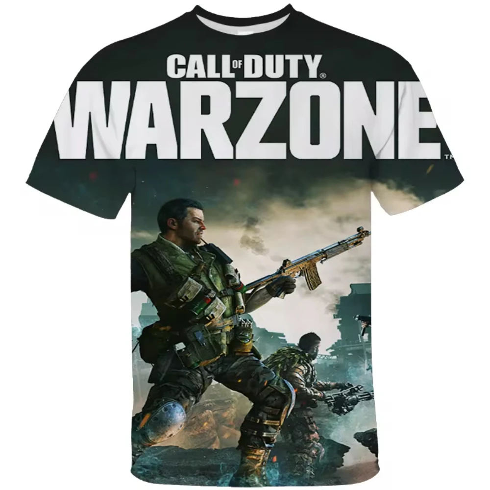 Call of Duty masculino camiseta casual impressa em 3D, o pescoço, manga curta, de grandes dimensões, streetwear respirável, tops, camisetas, jogo popular, verão