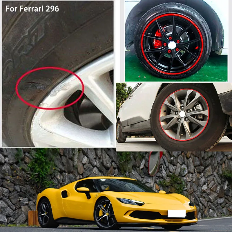 For Ferrari 296  Car Wheel hub Protective Ring wear-resistant decoration parts tire anti-leakage anti-collision rubber strip