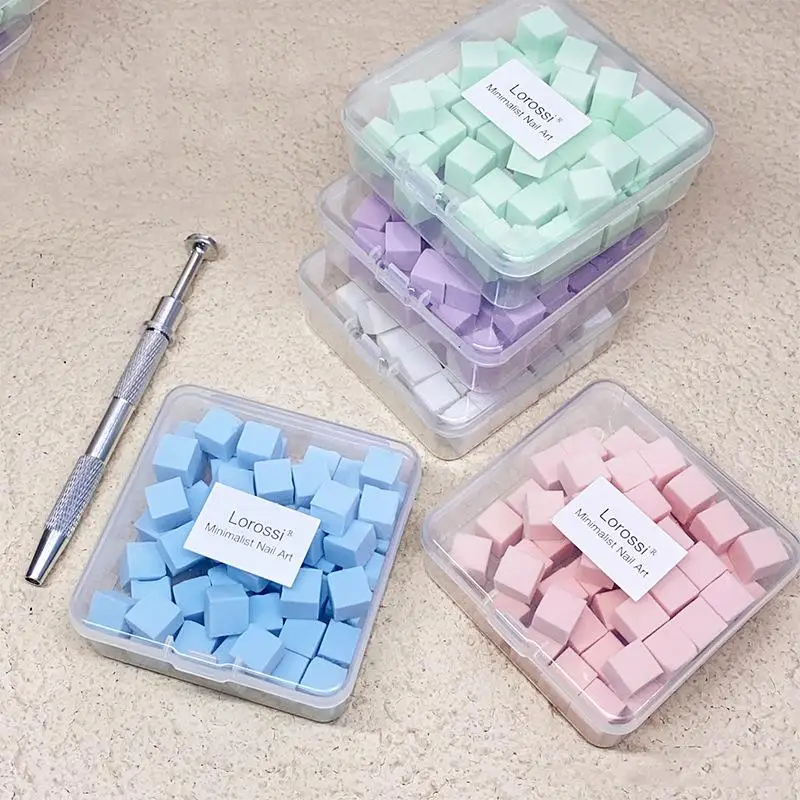 【Peace】50pcs Mini Square Nail Sponge Powder Puff Nails Art Gel Polish Tools Makeup Nail Buffer Block For Manicure Accessories