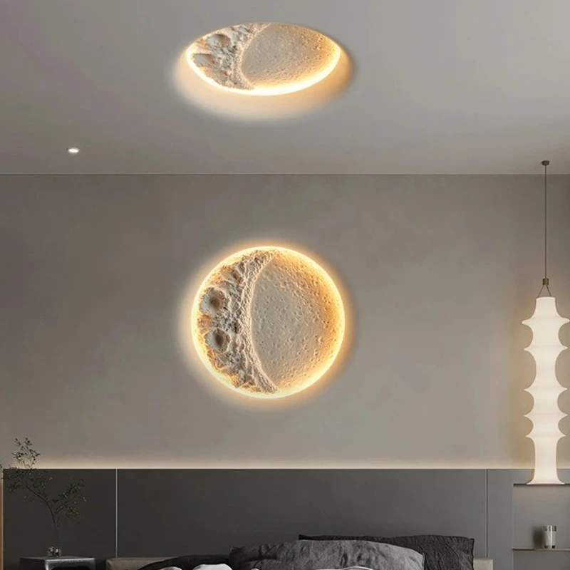 Modern Dimmable LED Gypsum Wall Lights Recessed Ceiling Lamp Living Room Bedroom Restaurant Moon