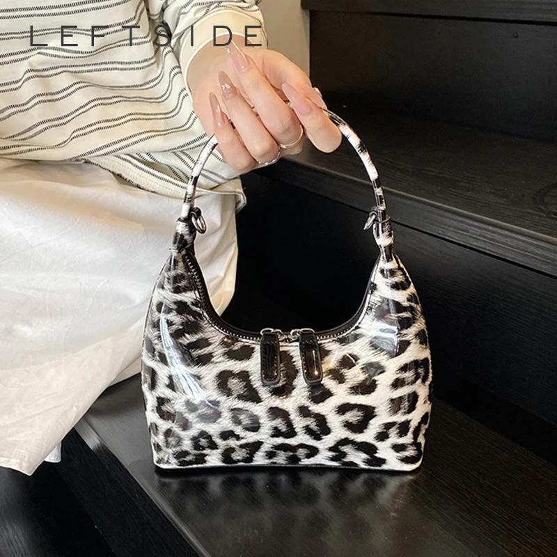 

LEFTSIDE Mini Leopard PU Leather Shoulder Bags for Women 2025 Y2K New Trend Female Crossbody Bag Chain Handbags and Purses
