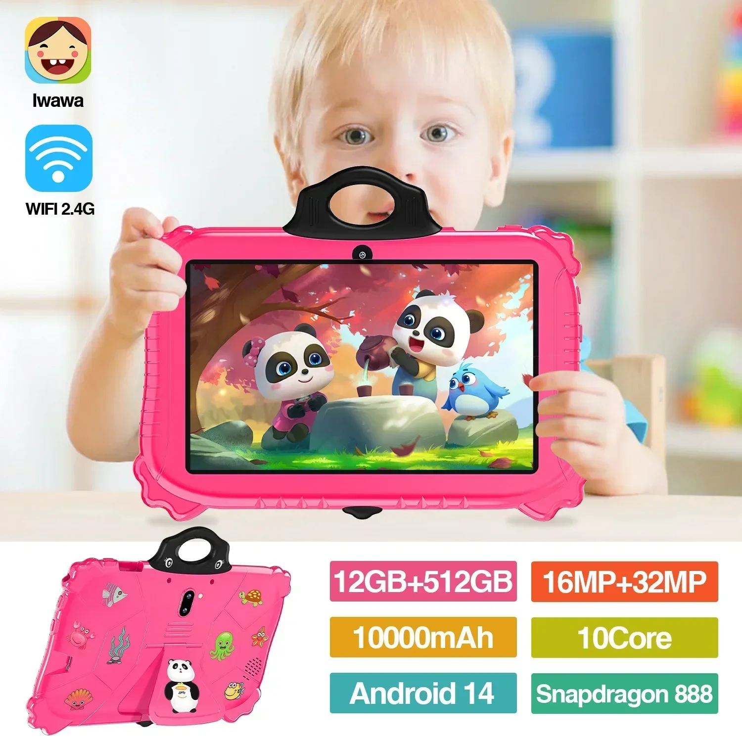 7 Inch Kids Tablets Panda Children Laptop Learning Education Computer For Toddler Preschool Studying Educational Montessori Toys