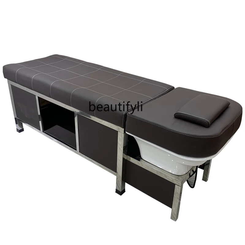 Shampoo Chair for Hair Salon Barber Shop Lying Completely Massage Belt Energy-Saving Integrated Water Heater Flushing Bed