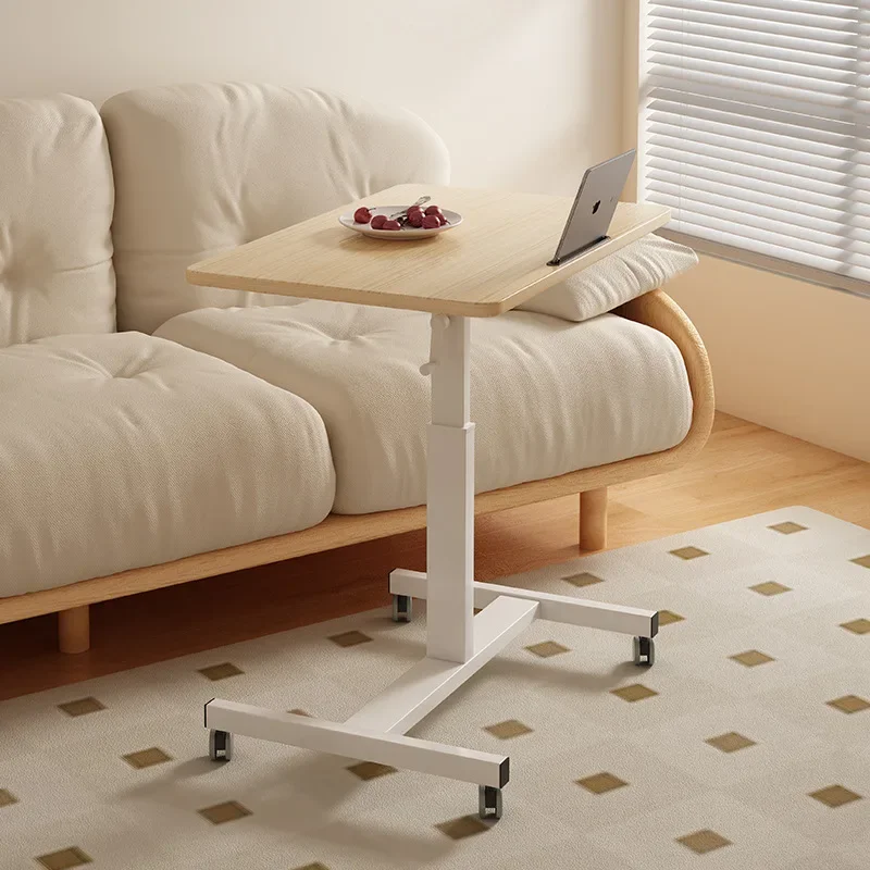 Movable bedside computer desk, simple hand-cranked lifting small table, sofa side home office writing and learning table Durable