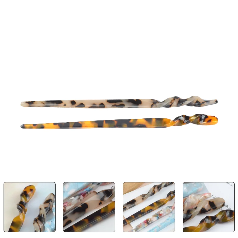 

2Pcs Durable Acetate Bun Hairpins Simple Stylish Hair Accessories Woman Updo Hair Clasp Party Daily Use Decorative Hairpins