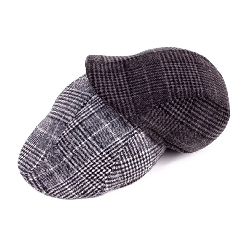

Autumn Spring Plaid Cap Flecked Cotton Winter Warm Beret Director'S Hat Men Elderly Cap Outdoor