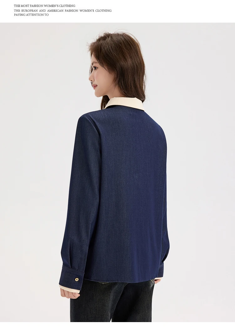 Modna damska bluzka z długim rękawem, zapinana na guziki, stylowa koszula na jesień.