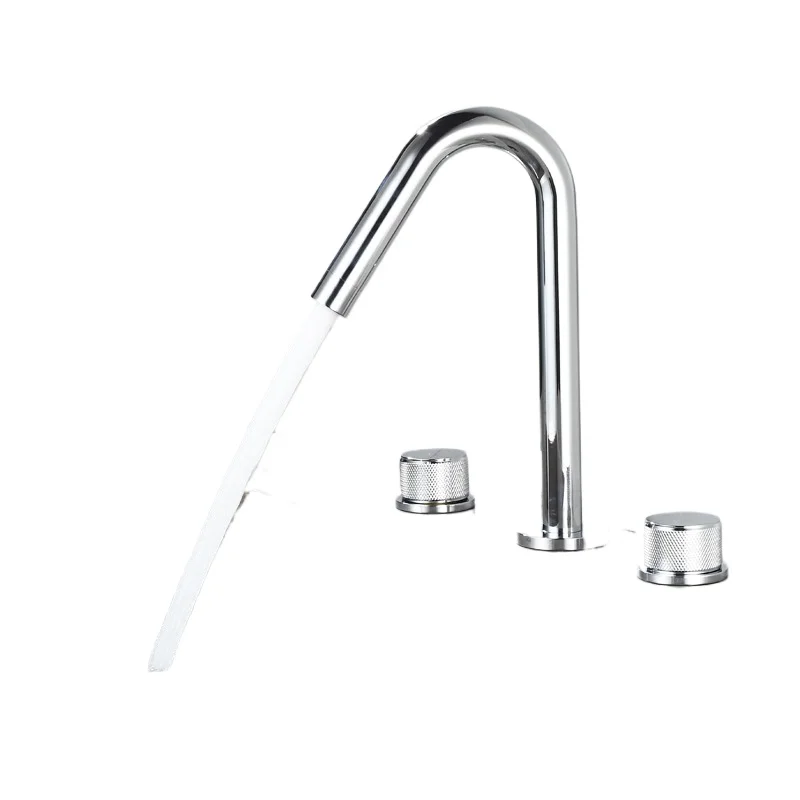 

Copper chrome-plated black gold vertical washbasin, basin double-hole three-piece set split hot and cold faucet