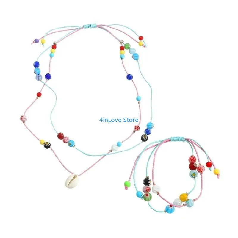 T4MD Women Hand-Making Braided Bracelets Braided Necklace Multilayered Design Hand Woven Bangle Suitable for Everyday Use