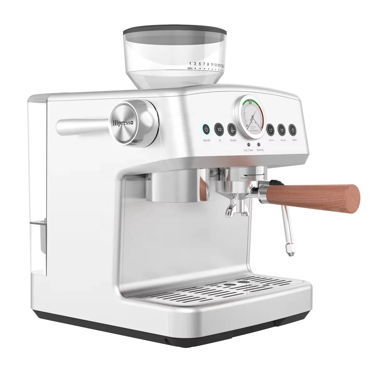 2026 Electric Programmable Bean Grinder & Milk Frother Steam Semi-Automatic Espresso Coffee Machine with Plastic Housing