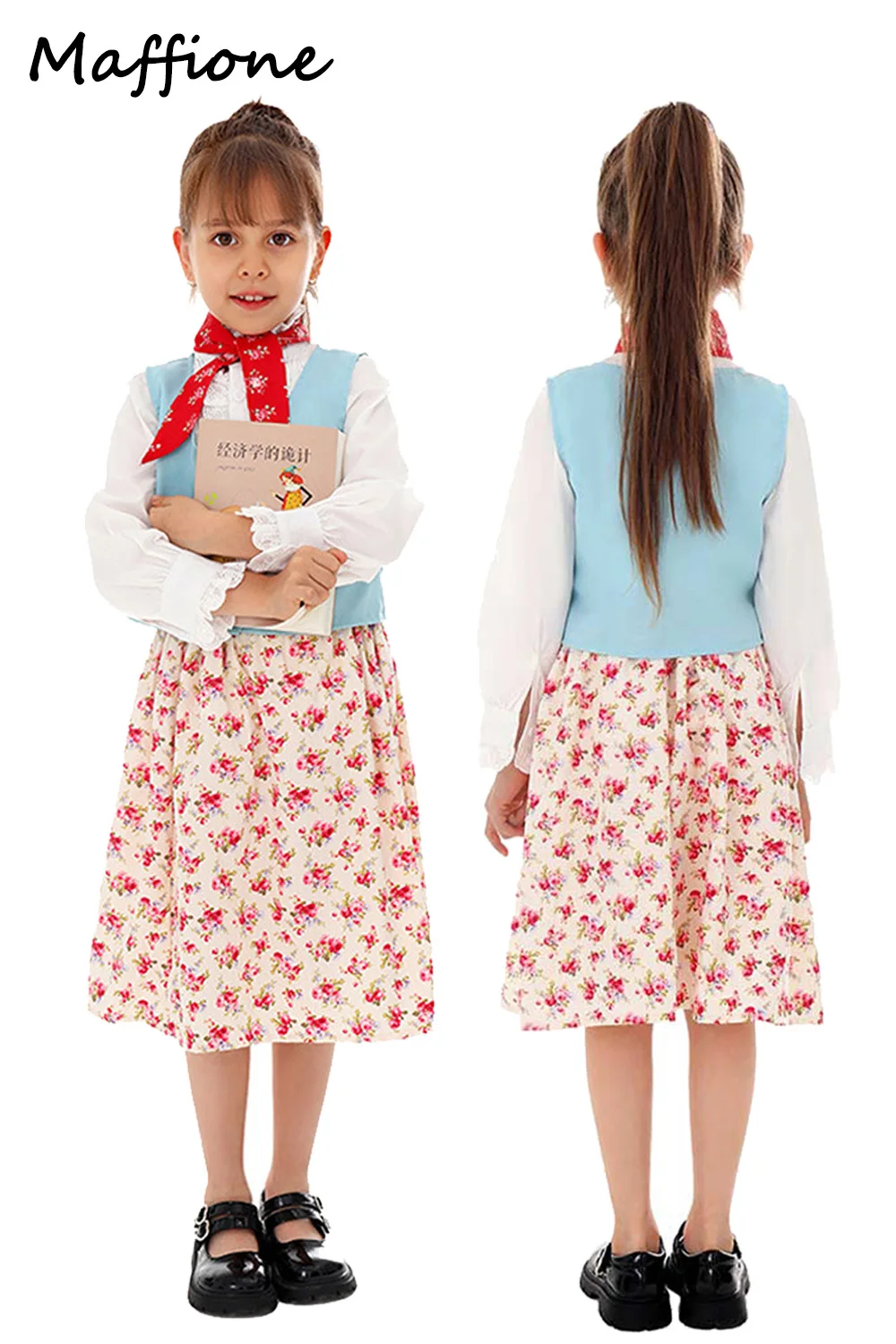 Kinder Mädchen Welt Buch Tag Lesen Mädchen Schal Kleid Cosplay Kostüm Kinder Kind Halloween Party Karneval Anzüge Blaue Weste