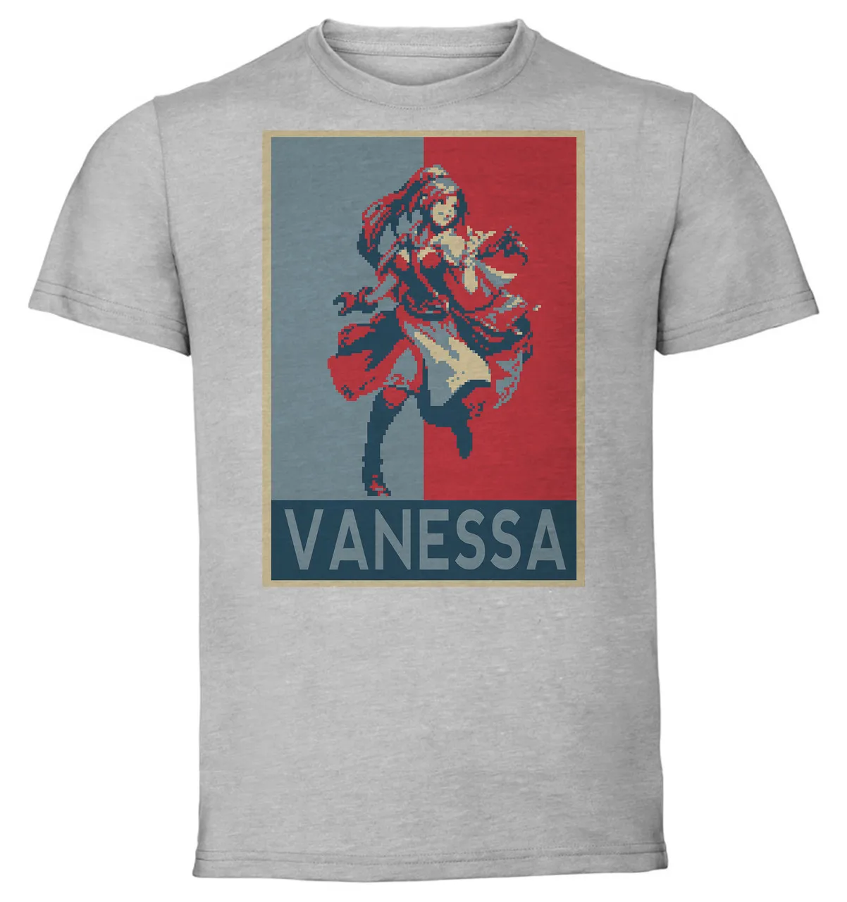 T-Shirt Unisex Grey Propaganda Pixel Art Octopath Traveler Vanessa