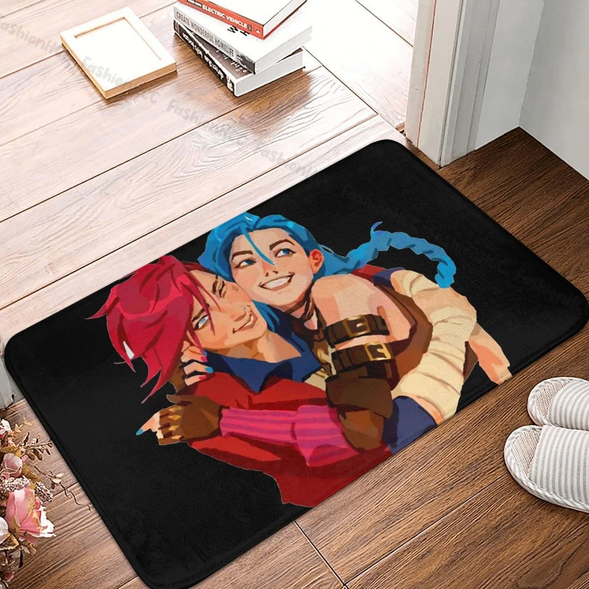 Arcane League of Legends Animated Bath Non-Slip Carpet Jinx & Vi Bedroom Mat Welcome Doormat Home Decor Rug