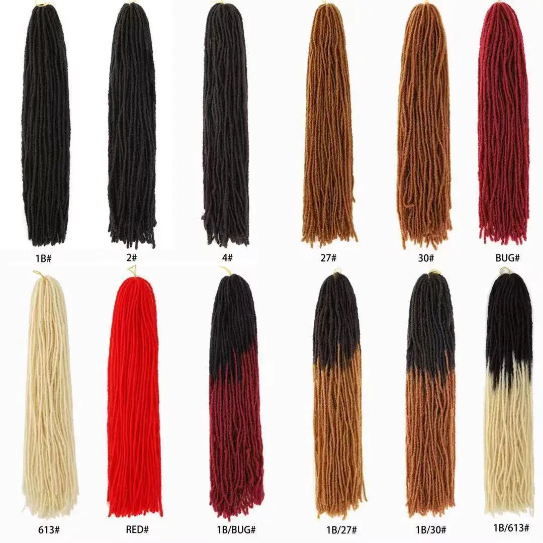 SQRDGQ 1-6PCS Synthetic 18Inch Sister Locks Crochet Hair Soft Dreadlocks Ombre Braiding Hair Extensions 27Stands/Pack For Women