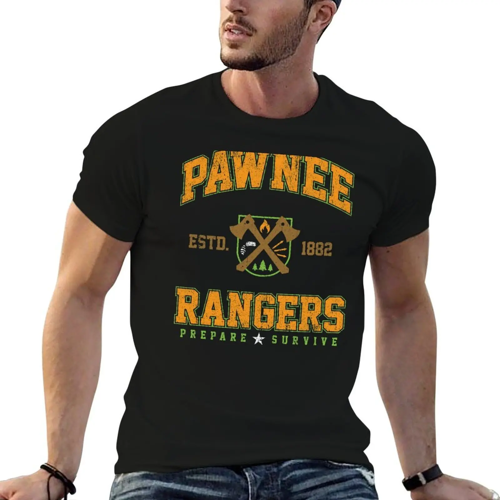 Pawnee Rangers T-Shirt kawaii clothes anime figures t shirt men 100℅ cotton