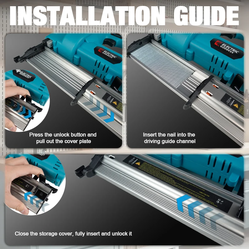 Electric Goddess Brushless Electric Nail Gun 0-50MM For Makita 18V Battery Pin Straight/Nshape Nails Woodwork Nailing Machine