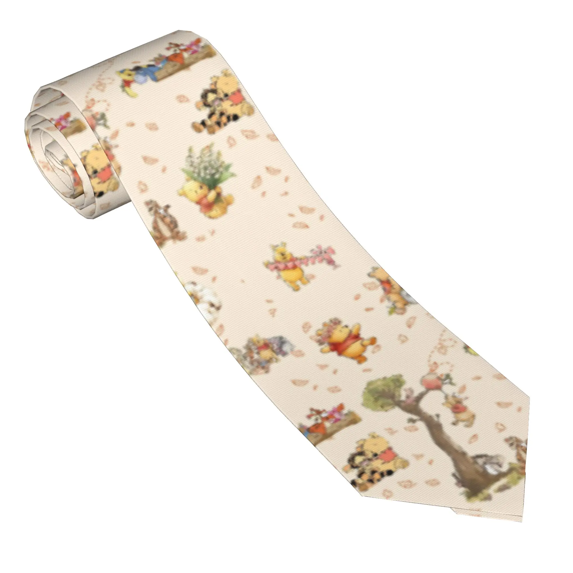 Cartoon Winnie the Pooh Necktie Unisex Polyester 8 cm Skinny Classic Neck Ties for Men Suits Accessories Gravatas Wedding Office