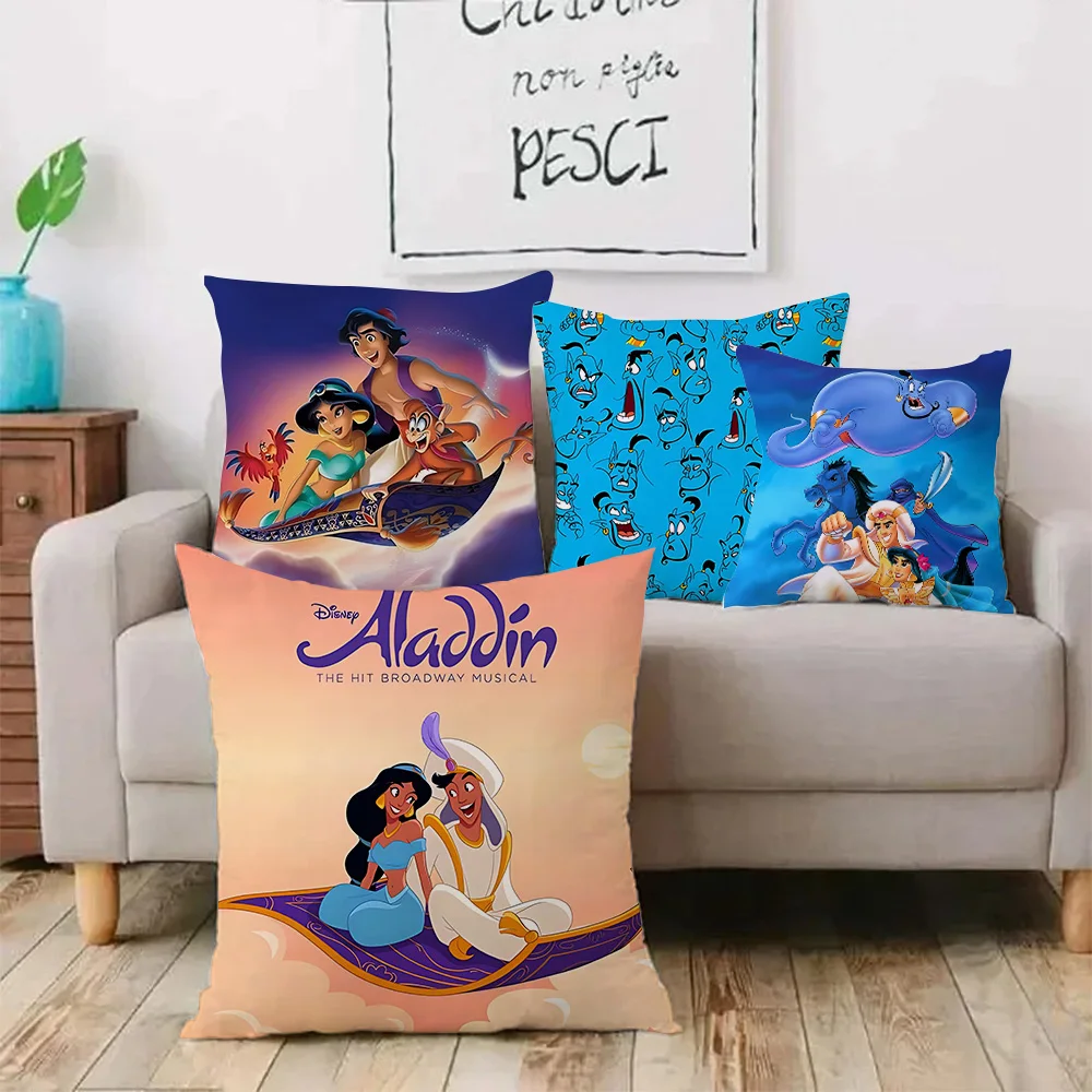 Cartoon Kawaii Aladdin Jasmine Pillow Covers Cartoon Sofa Decorative Home Double-sided Printing Short Plush Cute Cushion Cover