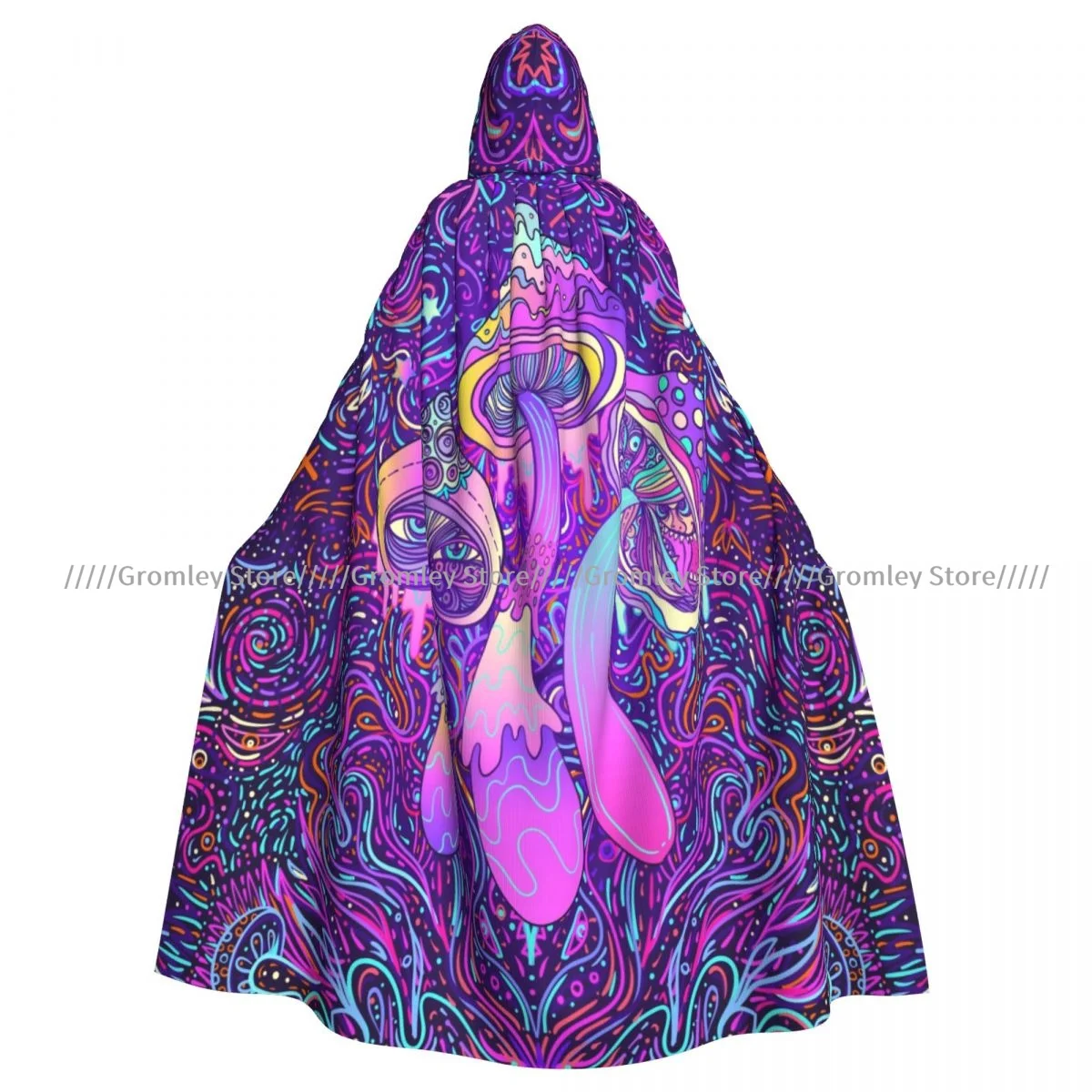 Witch Long Hooded Robe Colorful Magic Mushrooms Halloween Cloak Cosplay Costumes for Adult