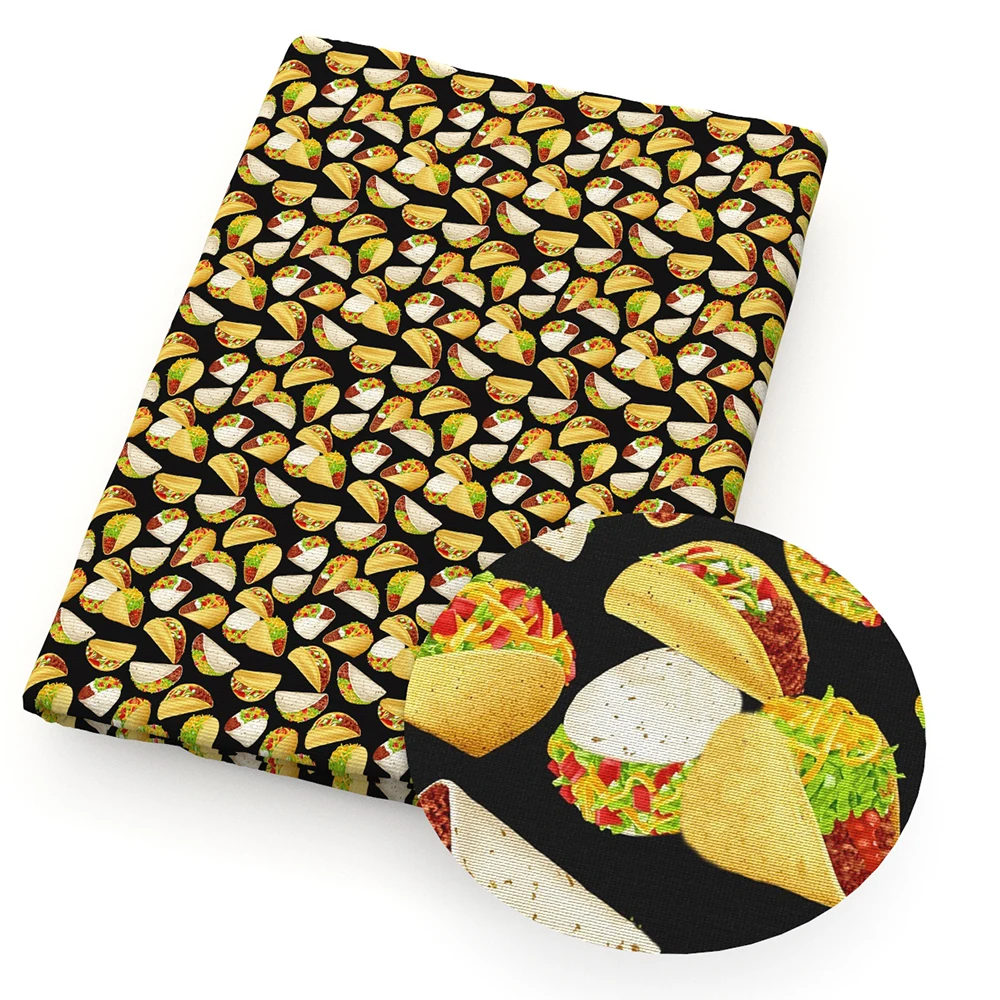 Food Taco Pizza French Fries Printed Polyester Pure Cotton Material By the Meter Patchwork Tissue Sewing Quilting Fabrics