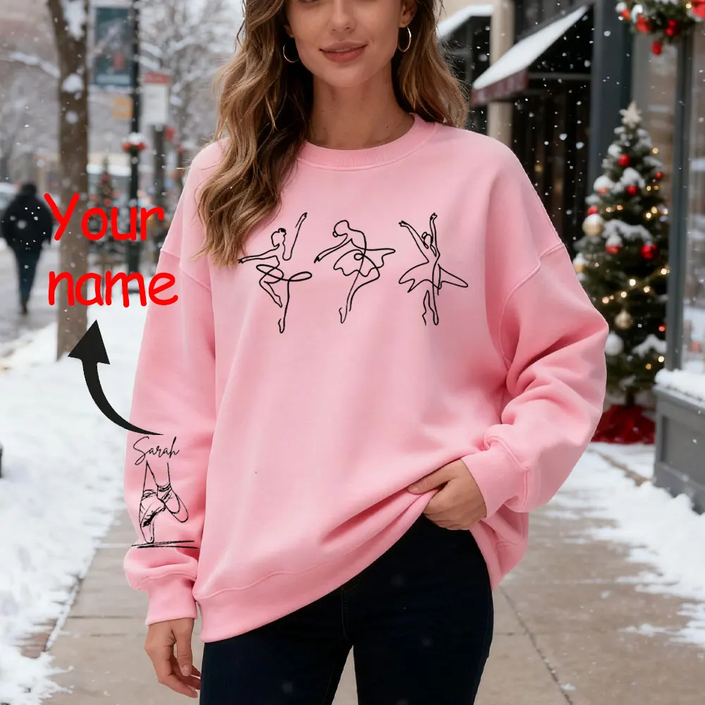 Custom Ballerina Sweatshirt with Personalized Name Ballet Tops Dancer Teacher Gift Dance Mom Sweater Gift for Dancers Hoodie