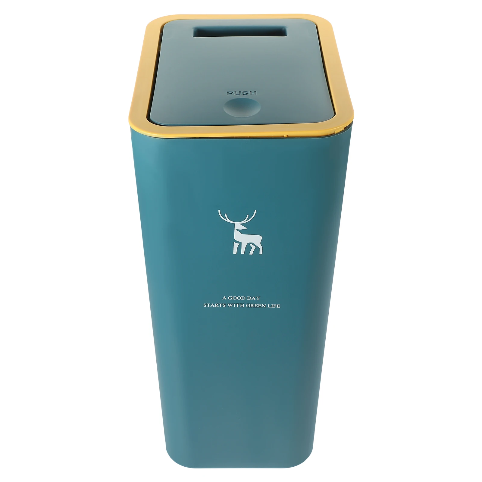 

1pc Push Type Trash Can Large Capacity Household Waste Bin Bathroom Bedroom Garbage Can Lid Compact Plastic Trash Container Home