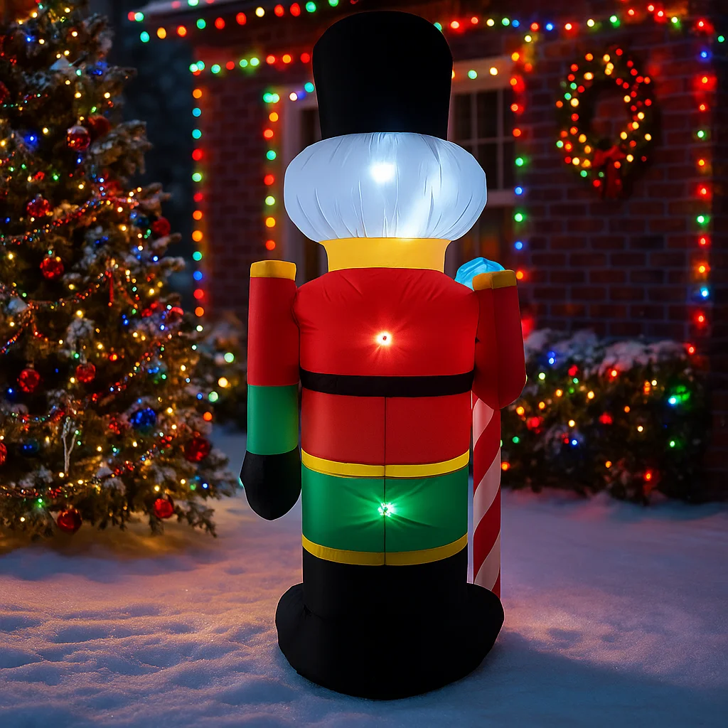 7.8FT Christmas Party Decor Speelgoed Kerstversiering Opblaasbare Notenkraker Soldaat Snoep Speelgoed Huis Tuin Ornamenten LED Decor