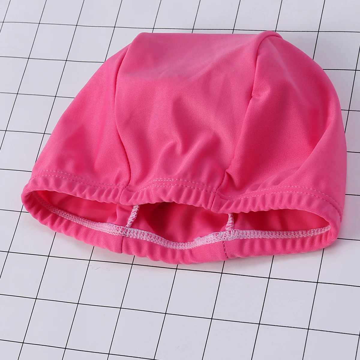 

Solid Color Swim Cap Rosy Non-Waterproof Polyester Elastic Fabric For Women Men Reusable Anti-Slip Swimming Hat Water