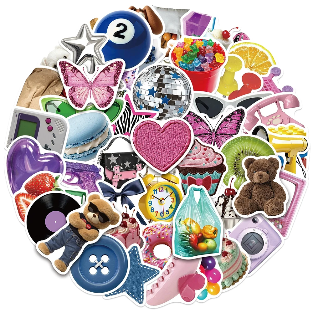 10/30/50pcs Vintage Y2K Aesthetic Graffiti Stickers Cartoon Decoration Decals for Motorcycle Luggage Guitar Cute PVC Sticker Toy